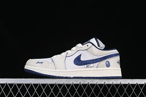 All categories Air Jordan Jordan series basketball shoes Air Jordan 1 Low High-end customized low-top sneakers Air Jordan 1 Low AJ1 Joe 1 Bape co-branded transparent blue high-end customized low-top retro basketball shoes DM9188-007